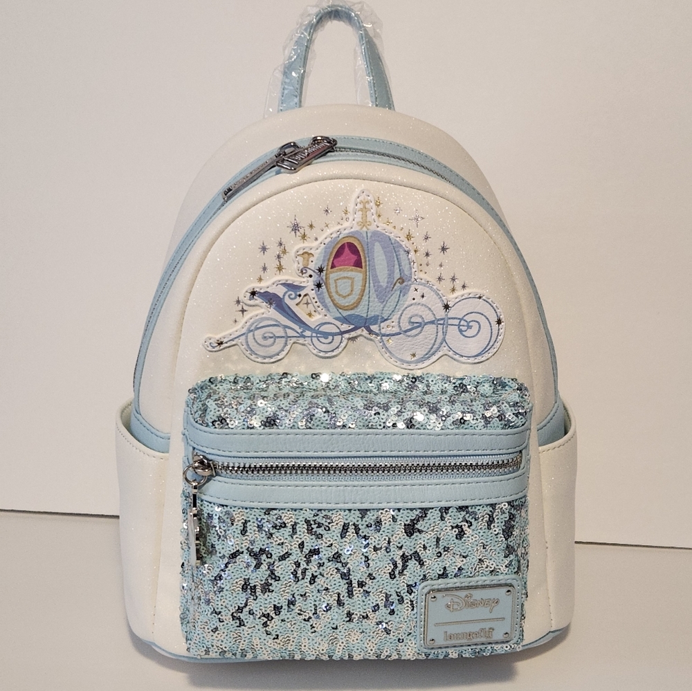 Loungefly Disney Cinderella's Magical Carriage Toyz N Fun Exclusive blue sequin